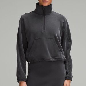 Lululemon brushed softstream cropped sweatshirt 8 Black Half-Zip Top